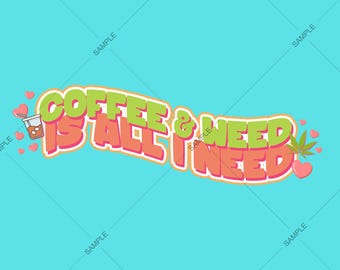Descarga digital de café y marihuana: archivos PNG con diseño de fumeta
