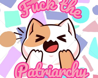 Gato Feminista PNG: ¡A la mierda el diseño patriarcal! (Descarga digital)