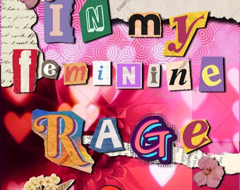 Impresión artística de collage de furia femenina: descarga digital única (25,4 x 38,1 cm)