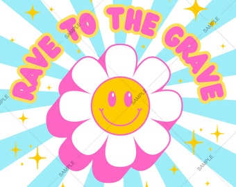 Estampado floral "Rave to the Grave": Diseño de EDM para raver (Descarga digital)