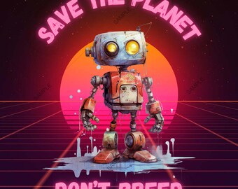 Impresión de robot "Salva el planeta": Diseño DINK antinatalista (Descarga digital)