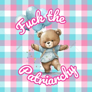 Feminist Teddy Bear Balloons PNG: 4B Movement Design (Digital Download)
