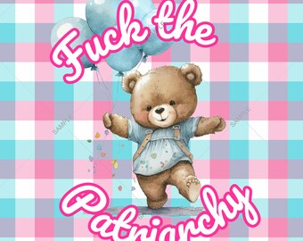 Globos de osito feminista PNG: Diseño del Movimiento 4B (Descarga digital)