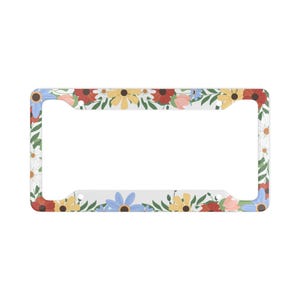Nummerplaatlijst met bloemen - aanpasbaar autoaccessoire, uniek cadeau voor verjaardagen, bruiloften of roadtrips, woondecoratie
