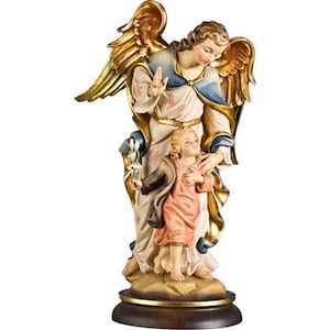 SAINT RAPHAEL the ARCHANGEL with Tobias in carved wood