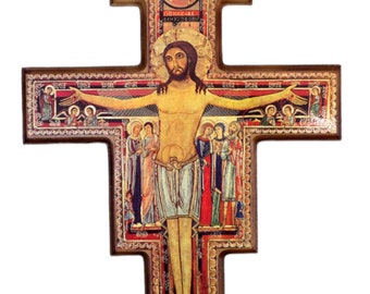 CROCE SAN DAMIANO con bordatura stondata / marrone