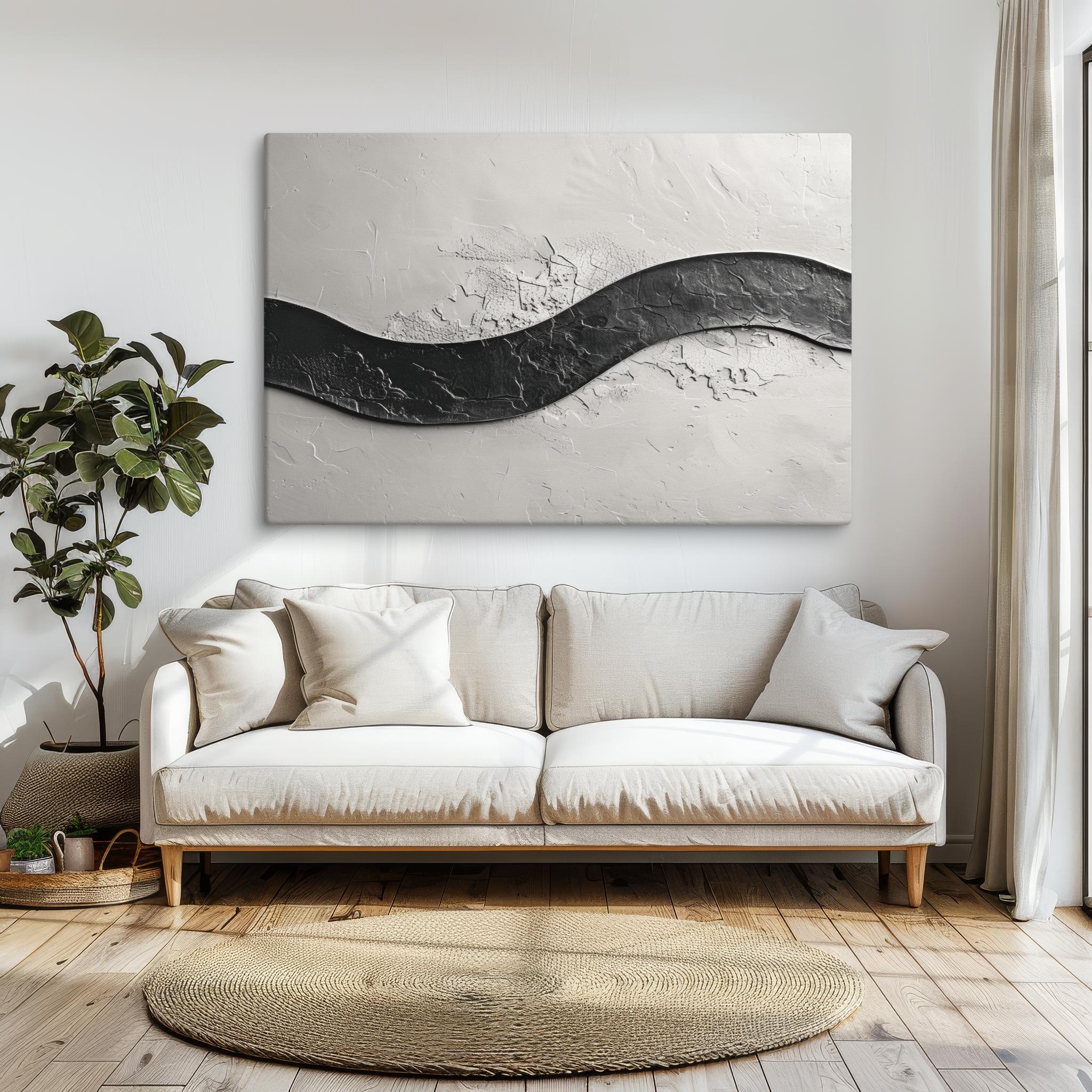 Abstract Black and White Textured Wall Art, Modern Minimalist Painting ...