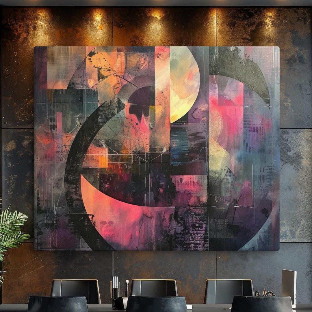 Canvas Modern Abstract Geometric Art - Colorful Circle Wall Decor ...
