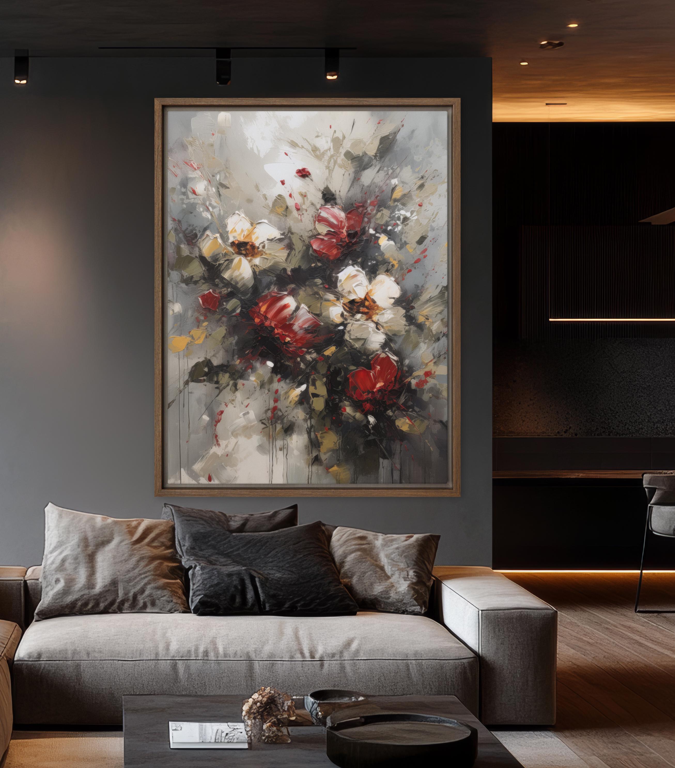 Abstract Floral Painting, Modern Canvas Wall Art, Colorful Flower ...