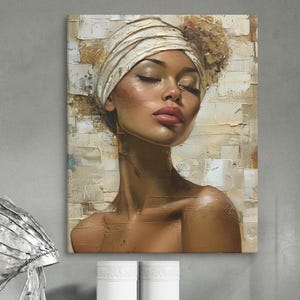 Canvas Elegant Woman Portrait Canvas Art - Modern Wall Decor - Realistic Female Beauty Painting - Ready to Hang