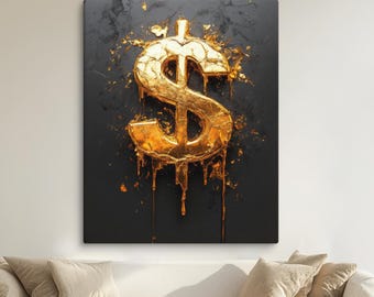 100 Dollar Money Frame Gold | Money Art | Home Decor | Office Art