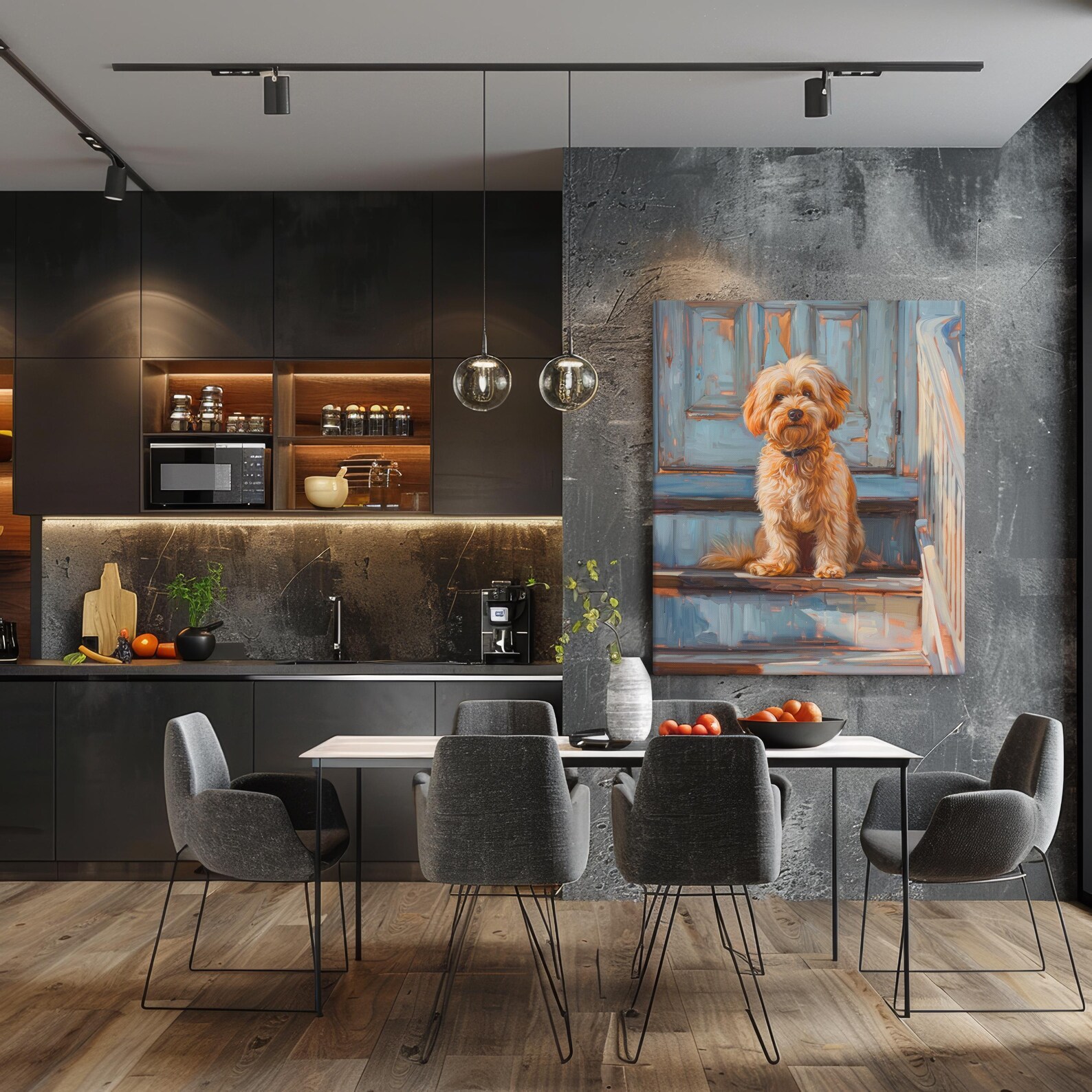 Charming Doorstep Dog Wall Art Adorable Pet Portrait, Modern Animal — free download