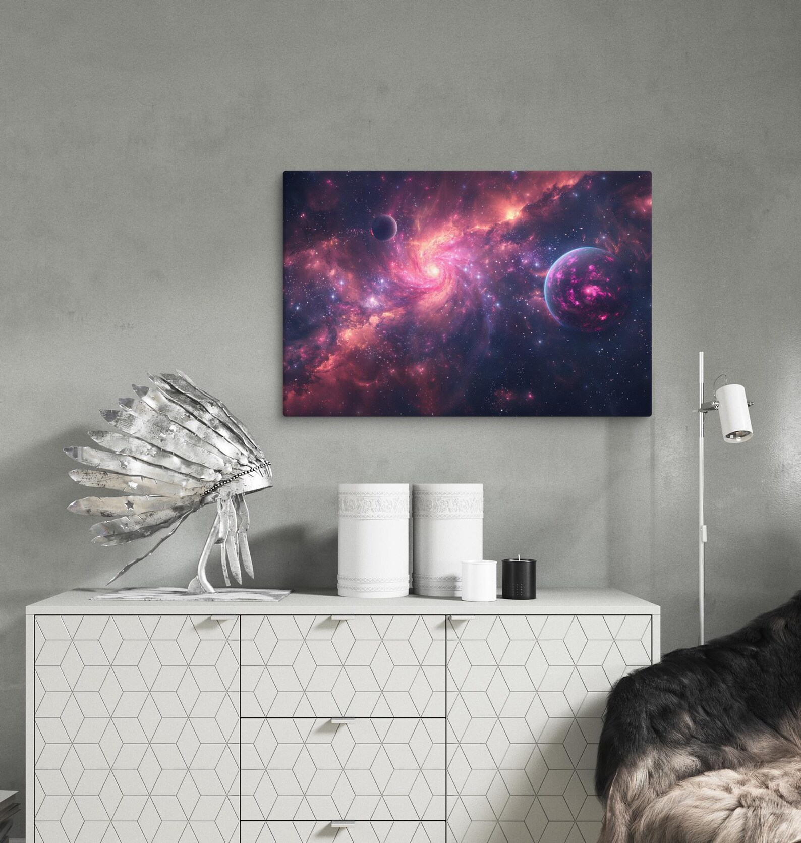 Galaxy Space Art Print, Cosmic Nebula and Planets Wall Art Decor ...