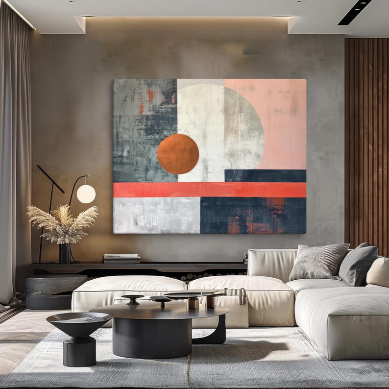 Canvas Modern Geometric Abstract Art – Ready to Hang Contemporary ...