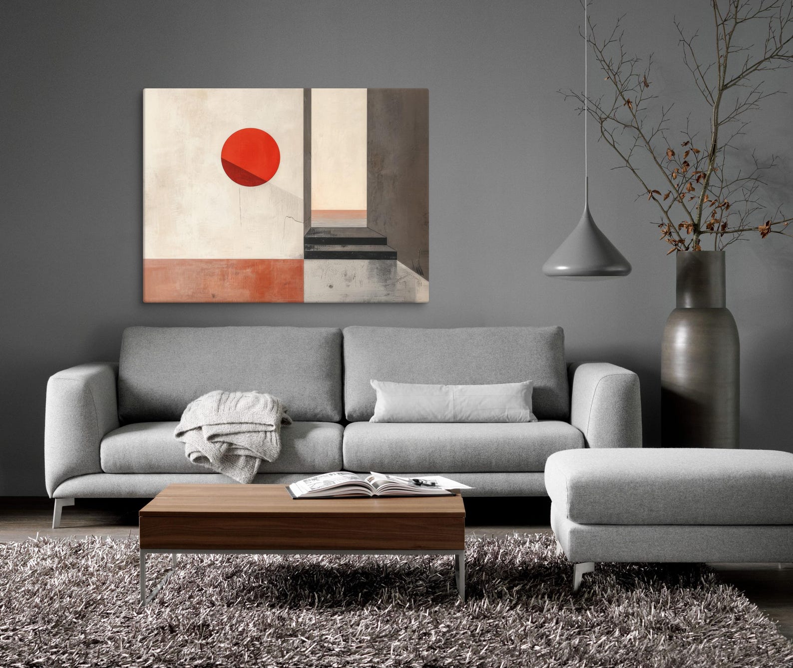 Canvas Modern Geometric Minimalist Art – Ready to Hang Abstract Canvas ...