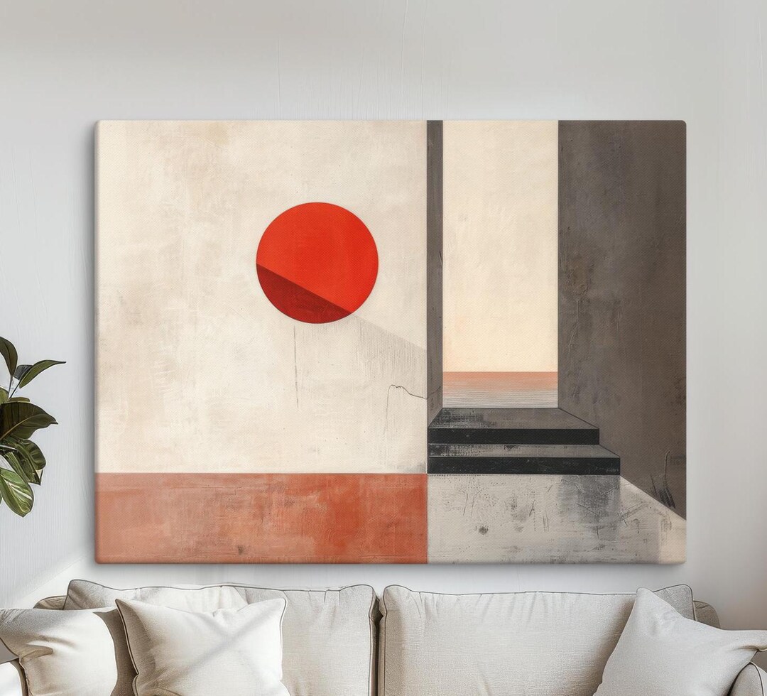 Canvas Modern Geometric Minimalist Art – Ready to Hang Abstract Canvas ...