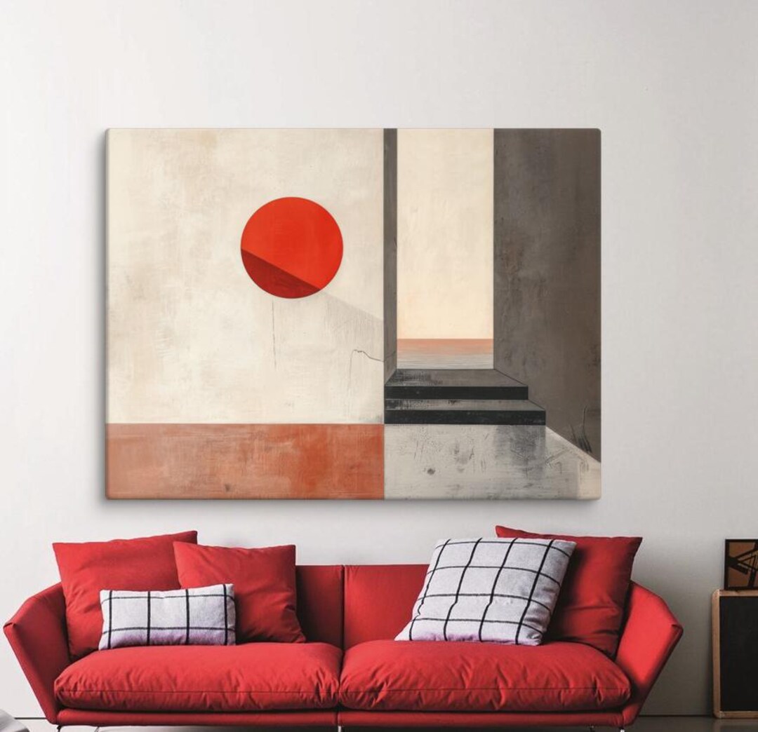 Canvas Modern Geometric Minimalist Art Ready to Hang Abstract Canvas ...
