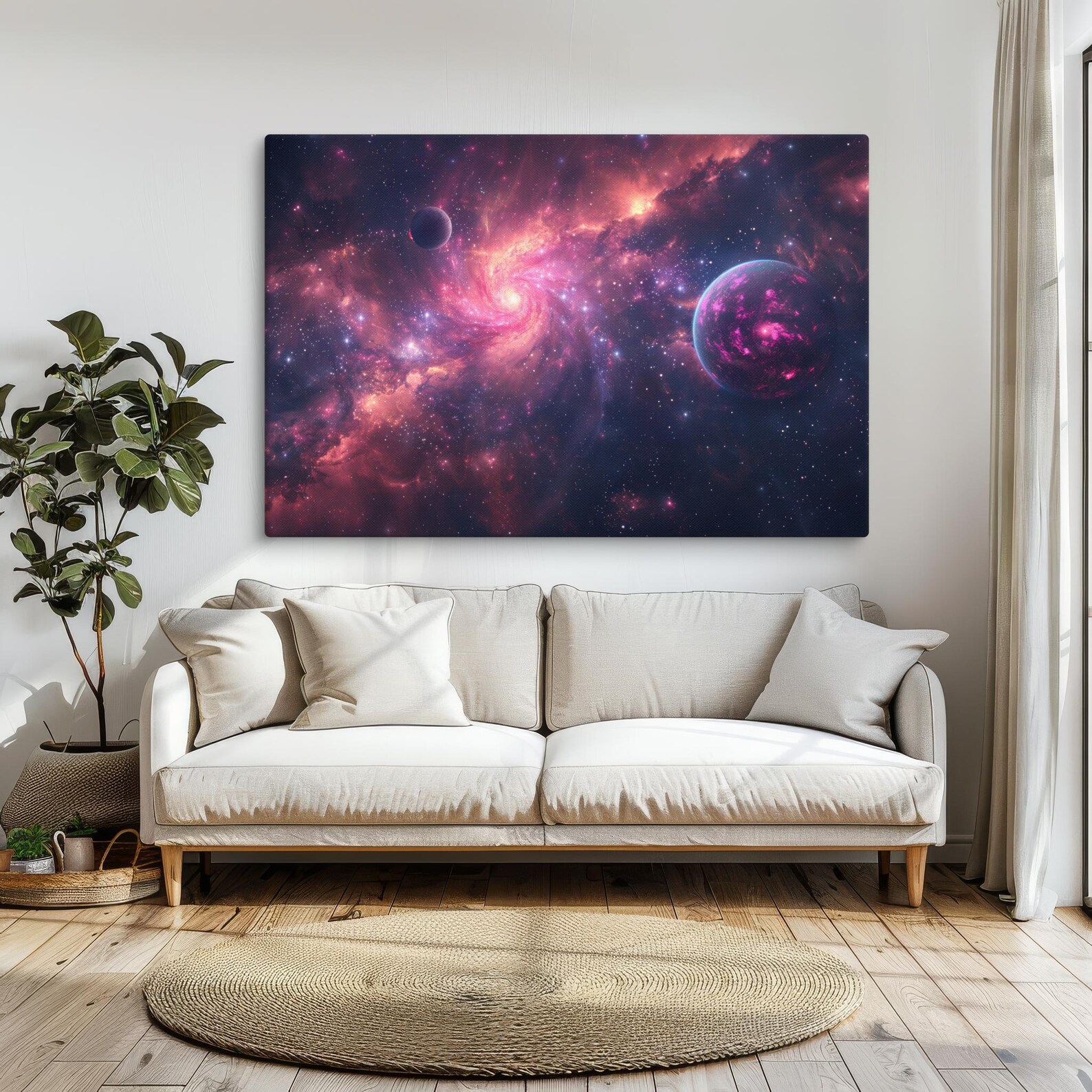 Galaxy Space Art Print, Cosmic Nebula and Planets Wall Art Decor ...