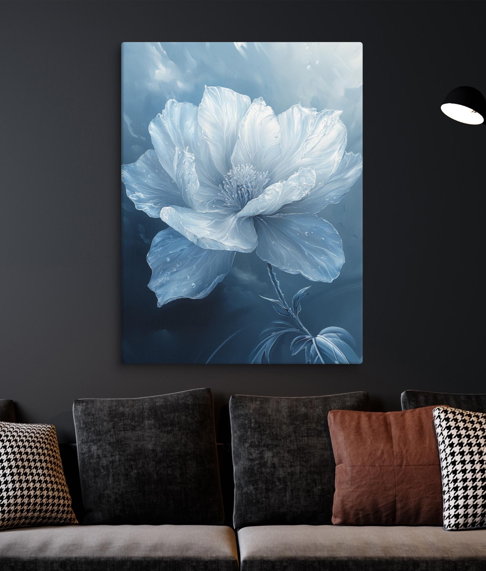 Elegant Blue Flower Art Print, Delicate Floral Wall Art Decor ...