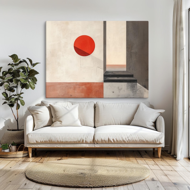 Canvas Modern Geometric Minimalist Art Ready to Hang Abstract Canvas ...