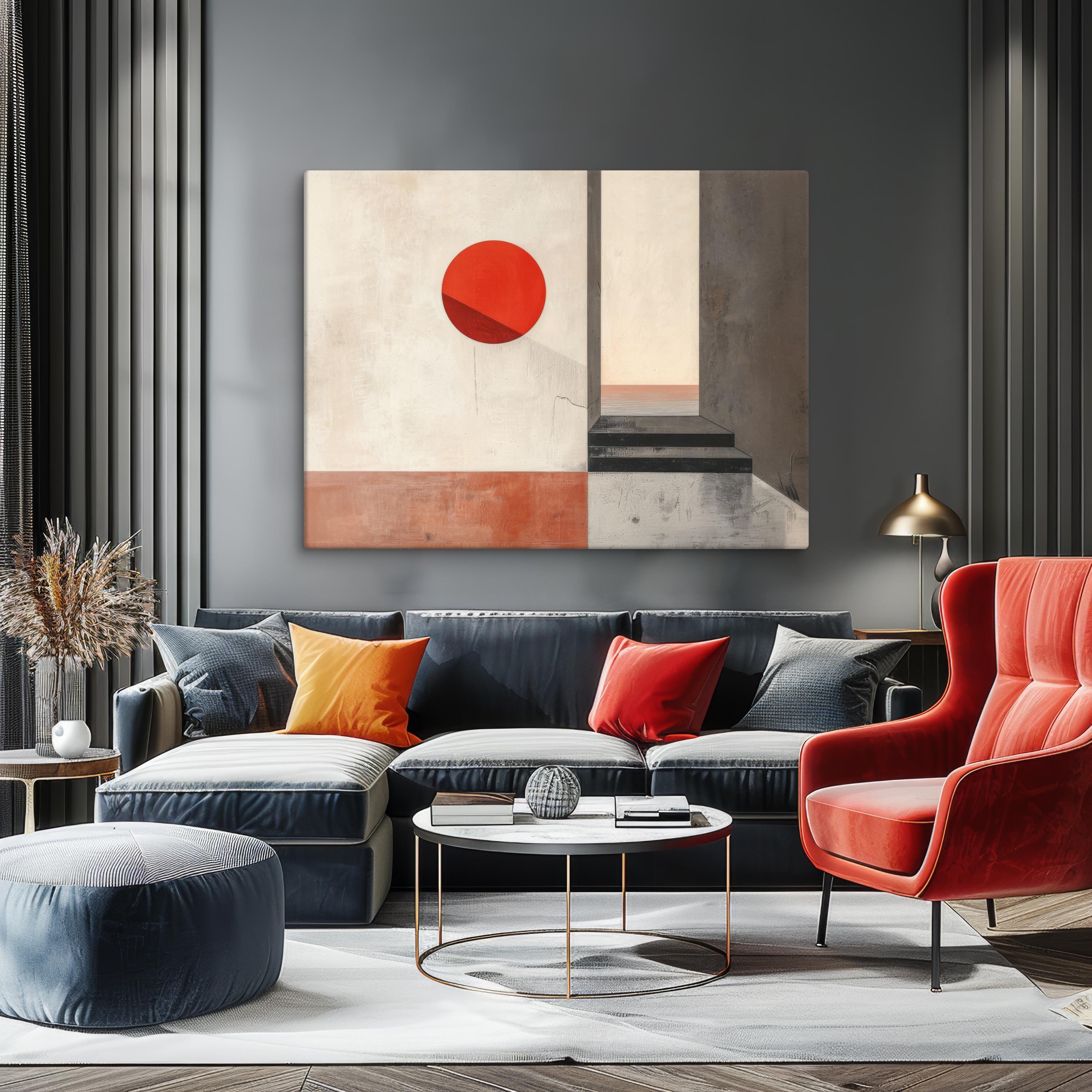 Canvas Modern Geometric Minimalist Art – Ready to Hang Abstract Canvas ...