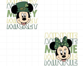 Mouse St Patrick Day Bundle SVG, Green Svg, Lucky Shamrock Svg, Paddy's Day, Shenanigan Png, Couple Patrick Day