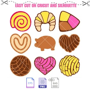 Concha Bundle Svg, Mexican Sweet Bread Svg, Pan Dulce Svg, Cafecito Y Chisme Svg, Cricut, Silhouette Vector Cut File