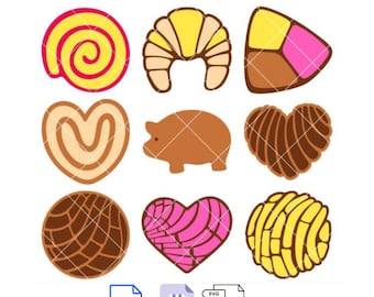 Concha Bundle Svg, Mexican Sweet Bread Svg, Pan Dulce Svg, Cafecito Y Chisme Svg, Cricut, Silhouette Vector Cut File