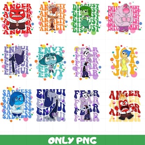 Inside Out 2 PNG, Inside Out 2 Clipart bundle, Inside Out 2 Download, Inside Out PNG, Anger Joy Sadness Embarrassment Anxiety, Envy