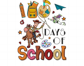 Toy Story Back to School PNG, Woody Buzz Lightyear School Supplies Clipart, First Day Digital Download, Sublimation Shirt Design