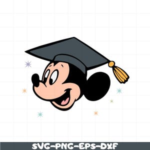 Graduation Mickey Mouse Svg, Cute Gradute Mouse Clipart, Png Eps Dxf Digital File for Cricut, Sublimation