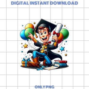 Graduation Cowboy PNG, Class of 2025 Woody Digital Art, Western Cap-jurk sublimatie, Cartoon Sheriff Grad-bestand downloaden