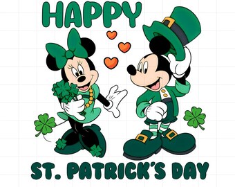Mouse St Patrick Day Bundle Png, Green Png, Lucky Shamrock Png, Paddy's Day, Shenanigan Png, Couple Patrick Day