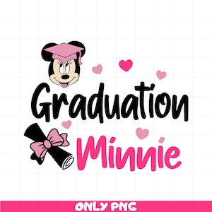 Graduation Minnie Mouse SVG, Cute Gradute Mouse Clipart, PNG Eps Dxf Digital File for Cricut, Sublimation