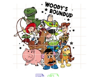 Toy Story Svg Bundle, Woody Svg-Dateien für Cricut, Toy Story Png, Buzz Lightjahre Svg für Shirts, Silhouette Vektor SVG PNG DXF geschnitten Datei