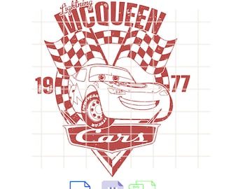 Cars Lightning McQueen SVG Graphic Design Files, Silhouette Vector Cut File