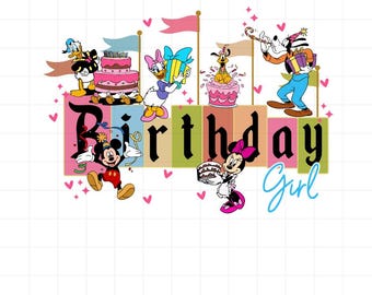 Mickey, Minnie, Donald, Daisy, Goofy, Pluto Birthday Png, Kawaii Friends Png, Disney Characters Png, Cricut, Silhouette Vector Cut File