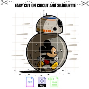 BB8 en Mickey rollen samen SVG digitaal bestand Svg, Cricut silhouet