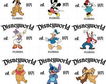Paquete PNG de Disney World, Clipart de vacaciones en Florida, Diseño digital para viajes familiares, Camiseta retro de parque temático, Arte establecido en 1971