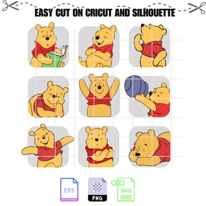 Pooh Moods Winnie the Pooh Svg Digital File, Kawaii The Pooh Svg, Bundle For Cricut, Silhouette Vector SVG PNG DXF Cut File