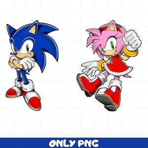 Sonic the Hedgehog Amy Rose Bundle Png, Sonic Face Png, Sonic Head Png, Layered Png, Cricut, Silhouette Vector Cut File