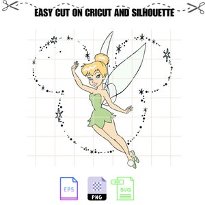 Groovy Tinker Bell Mickey Ear SVG, Silhouette Vector Cut File