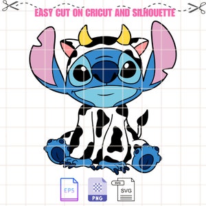 Cow Stitch Svg, Cow Pattern Svg, Lilo & Stitch Svg, Kawaii Svg, Cricut, Silhouette Vector Cut File