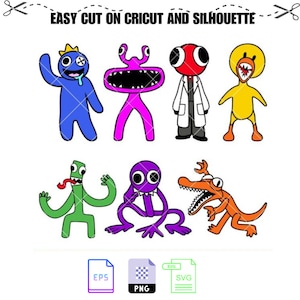Rainbow Friends Characters Svg, Rainbow Family Svg, Gamer Rainbow Friends Svg, Rainbow Birthday Svg, Cricut, Silhouette Vector Cut File