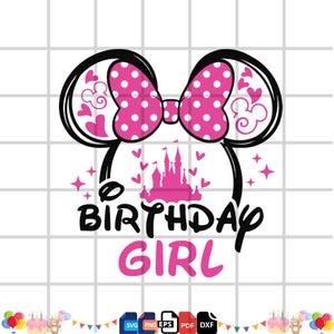 Cumpleaños de niña SVG, Cumpleaños de Minnie SVG, Cumpleaños SVG, Camiseta de cumpleaños SVG, Regalo de cumpleaños Svg, Archivos de corte para Cricut, Feliz cumpleaños Svg,
