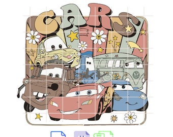 Retro Vintage Cars Lightning McQueen And Friends SVG File, Silhouette Vector Cut File