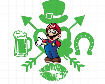 Super Mario St Patrick's Png, Mario Characters Png, Super Mario Png, Mario Bros Png, Cricut, Silhouette Vector Cut File