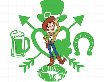 Toy Story St Patrick's, Woody Png Files for Cricut, Toy Story Png, Buzz Lightyear Png for Shirts, Silhouette Vector PNG Cut File