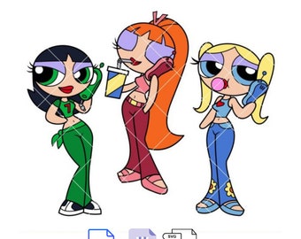 Powerpuff Girls Bundle Svg, Blossom Eyes Svg, Buttercup Svg, Bubbles Svg, Cricut, Silhouette Vector Cut File