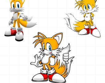 Miles Tails Prower Png-paket, Tails Face Png, Tails Head Png, Layered Png, Cricut, Silhouette Vector Cut File